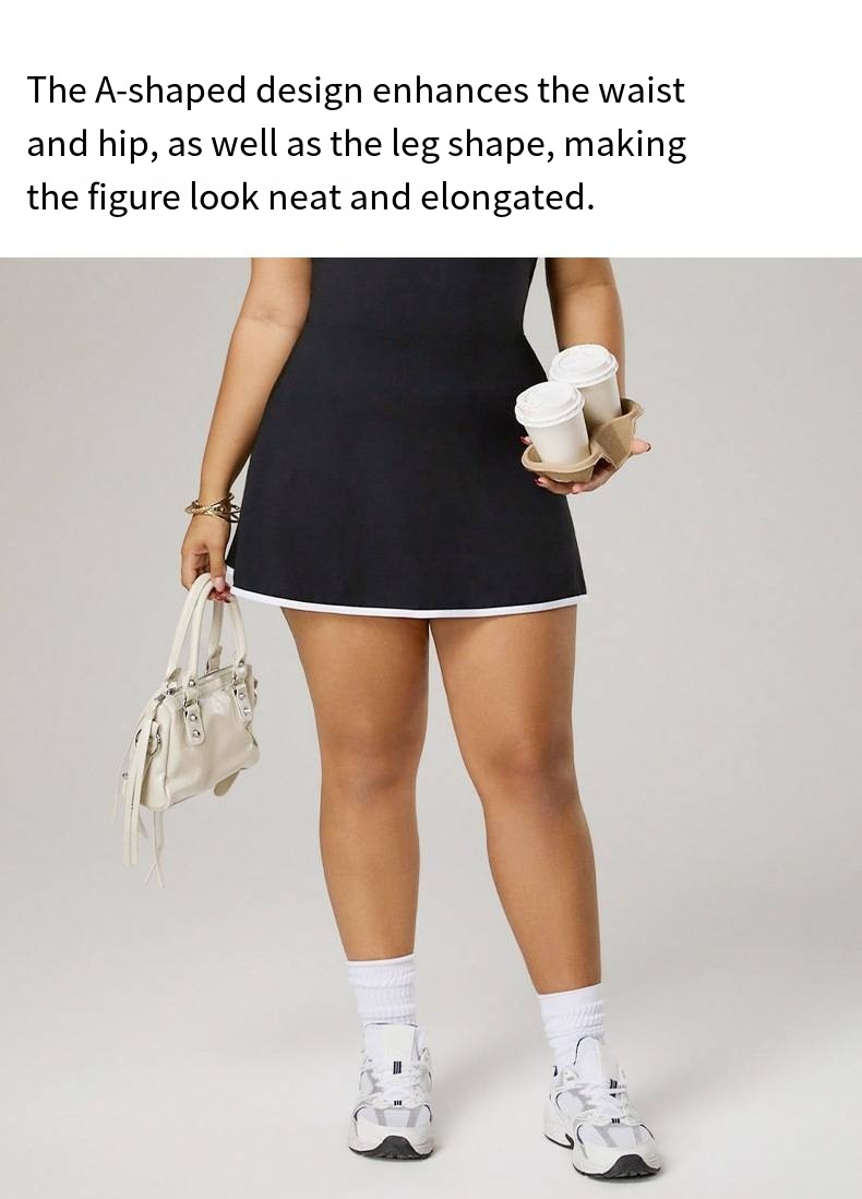 Plus Size Athletic Tennis Dress Summer Sleeveless Quick-drying Sportwear